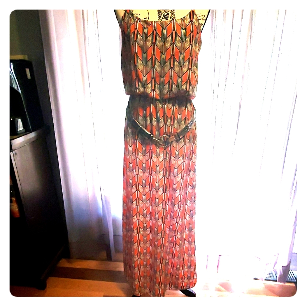 A. Byer Chevron Sundress with Belt